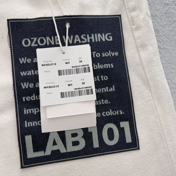 New - Lab 101 - Ivory John Crop Ozone Slim Straight Denim Jean - Size 32 (34x29) - Picture 5 of 9